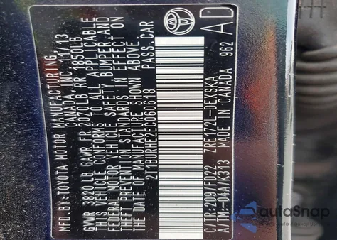 2014 Toyota Corolla L z USA, uszkodzony, nr VIN 2T1BURHE2EC060618